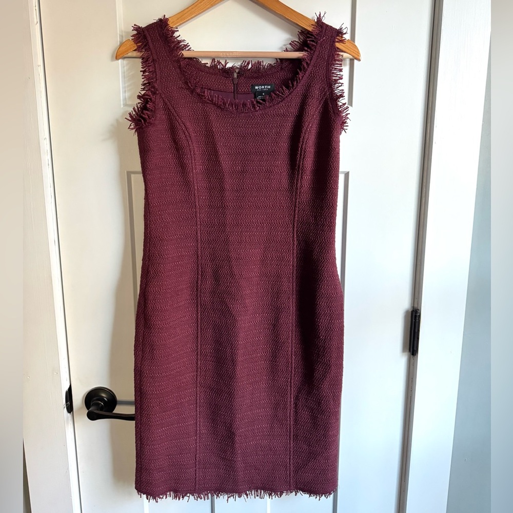 WORTH New York Burgundy Tweed Dress 6